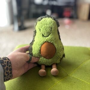 Jellycat Green Plush Avocado Toy with Brown Seed